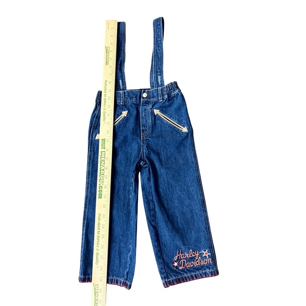 Vintage Harley-Davidson Toddler Overalls 2T Denim Jeans Boys 100% Cotton Used - Picture 10 of 15
